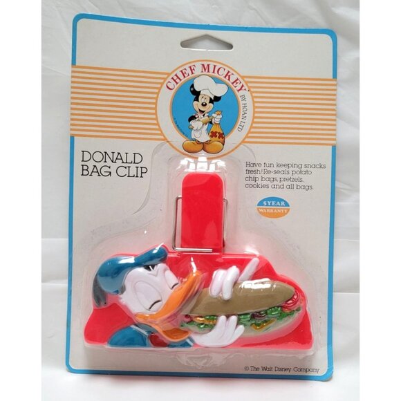 Vintage Disney Chef Mickey Donald Duck 3D Bag Clip #18020 Made in Hong Kong